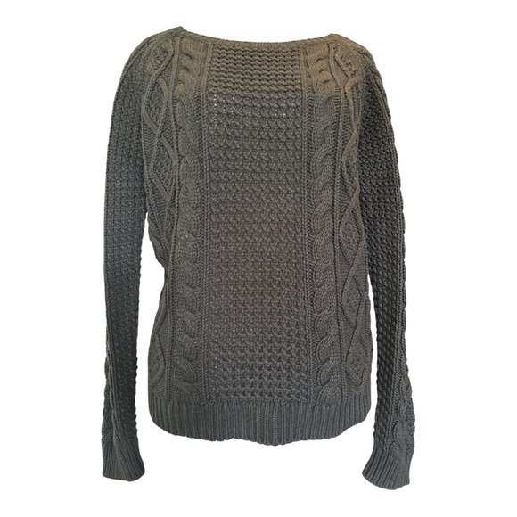 Ralph Lauren LRL Grey Cable Knit Crewneck Sweater Sz L Long Sleeve Cozy Fall - Picture 1 of 10